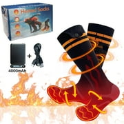 WZCPCV Rechargeable Electric Heated Socks for Men Women with Temperature Control,Foot Warmer Rechargeable Heat Socks 4000mAh,Cotton Casual Sports Socks for Outdoors,Electric Heat Socks for Winter